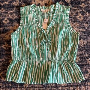 LOFT Striped Poplin Peplum Shirt